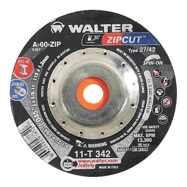Walter ZIPCUT Spin-On 4-1/2 Inch Cut-Off Wheel Pack of 25