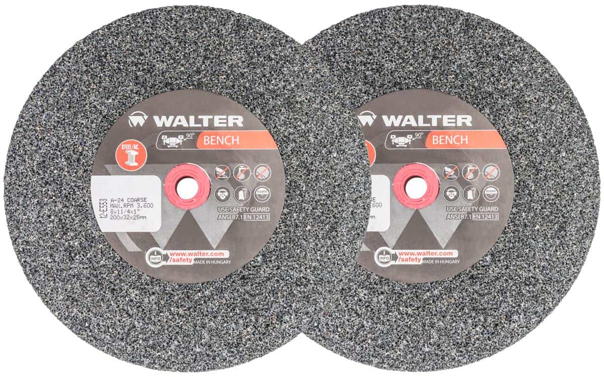 Walter 8-Inch Bench Grinder Wheel, 24 Grit Coarse, with Bushings