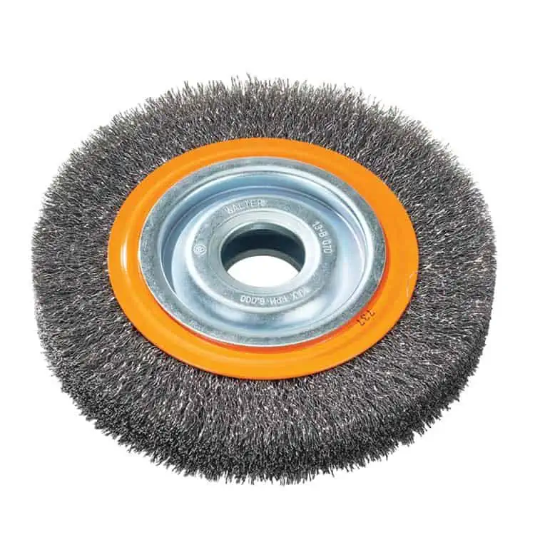 Walter 7-Inch Crimped Wire Bench Wheel Brush with Multi-Arbor Bushings