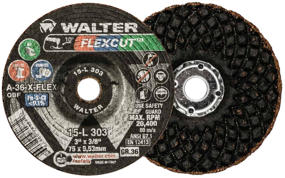 Walter FLEXCUT 3" Flexible Grinding Wheel, Grit 36 (Pack of 25)