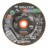 Walter Flexcut 4.5-Inch Flexible Grinding Wheel 36 Grit Spin-On