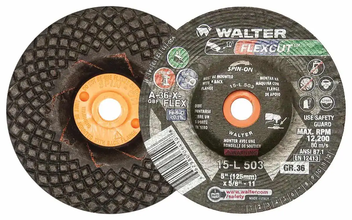 Walter FLEXCUT 5-Inch Flexible Grinding Wheel Grit 36 Spin-On
