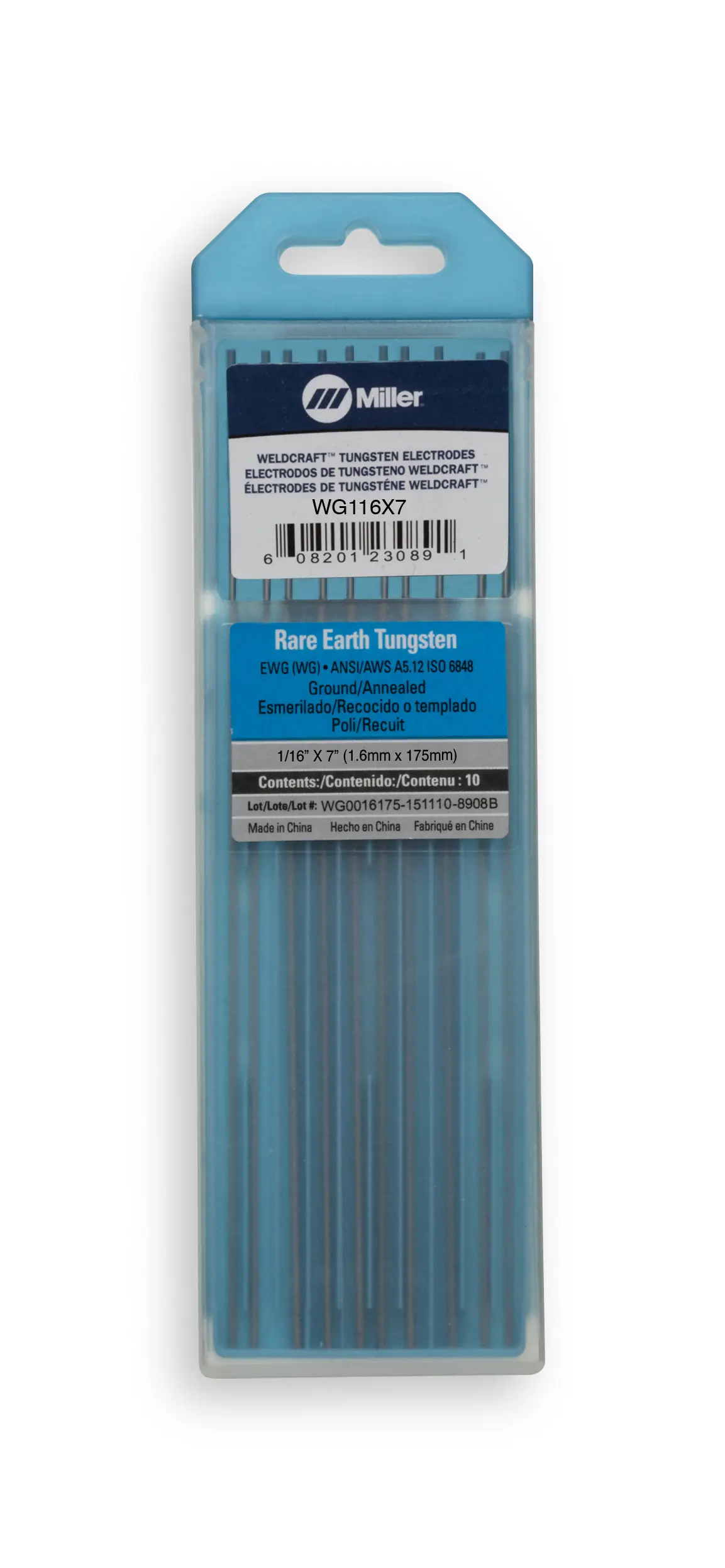 Weldcraft Rare Earth Tungsten Electrodes, 1/16 in x 7 in, 10-Pack