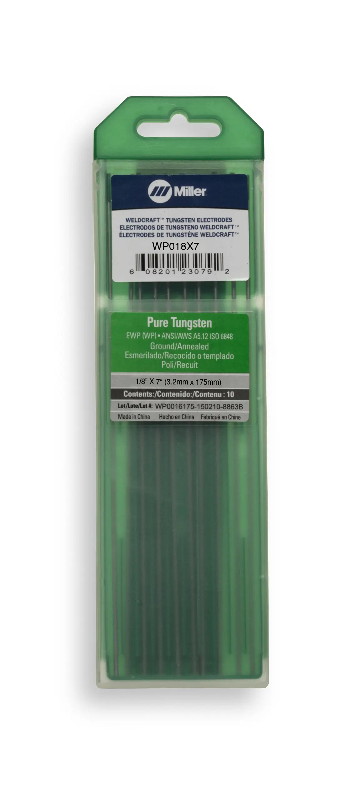 Weldcraft EWP Green Pure Tungsten Electrodes 1/8" (10-Pack)