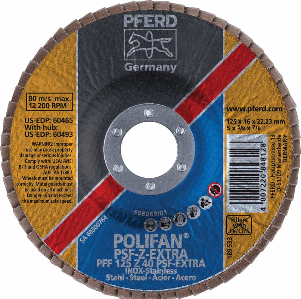 Pferd POLIFAN PSF EXTRA 5-Inch Zirconia Flap Disc 40 Grit Type 27