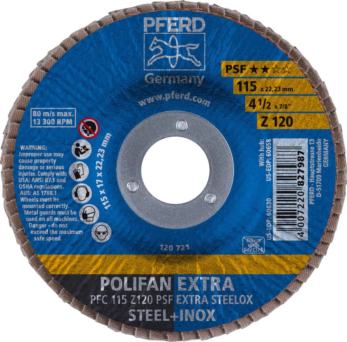 Pferd POLIFAN PSF Z-EXTRA 6-Inch Flap Disc 40 Grit Type 29