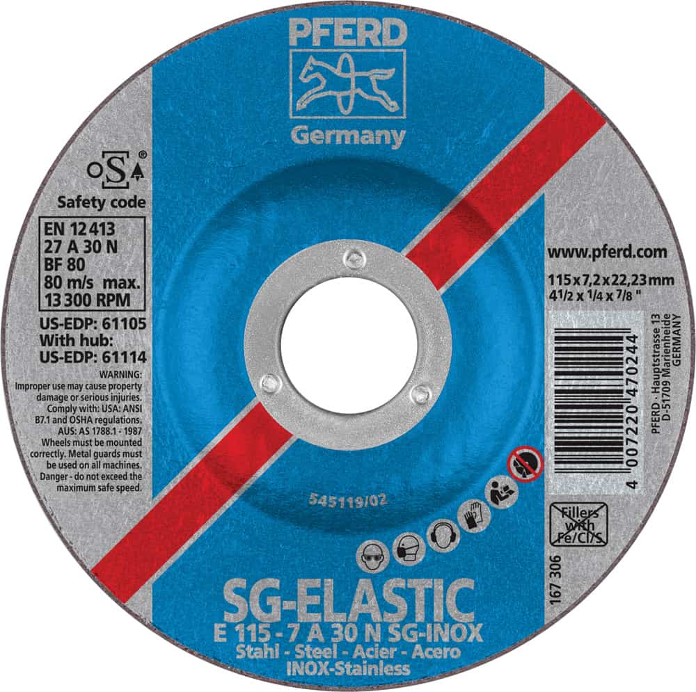 PFERD 4-1/2 Inch SG INOX Grinding Wheel Type 27