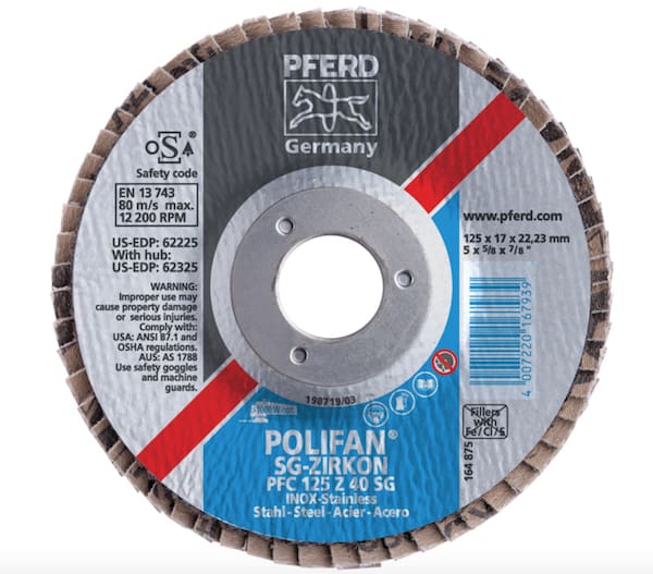 Pferd POLIFAN 4.5-Inch Zirconia Flap Disc 60 Grit Type 29 for Steel