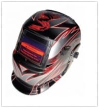 Powerweld Auto-Darkening Helmet - Black Art Flame Silver, Shade 9-13