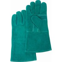Economy Green Leather Welding Gloves with Winged Thumb