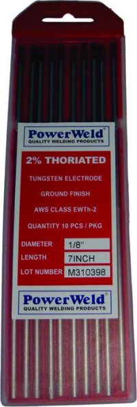 2% Thoriated Tungsten Electrodes 3/32" x 7" (Red Tip) - 10 Pack
