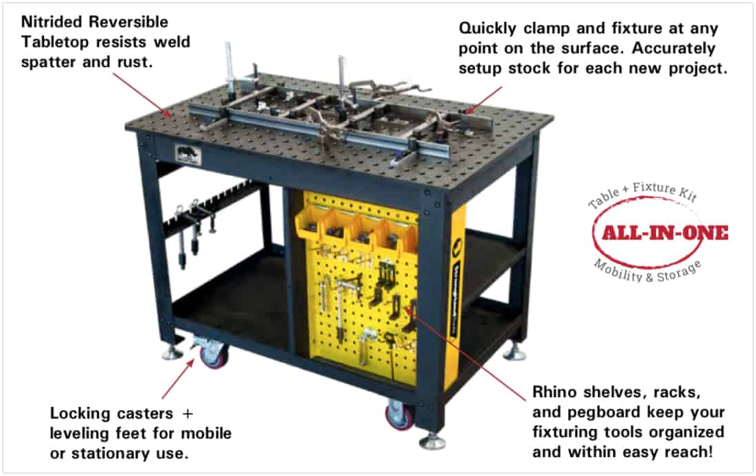 Rhino Cart Mobile Fixturing Station with 66-Piece Clamp Kit