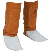 14-Inch Brown Leather Welding Spats with Kevlar Stitching