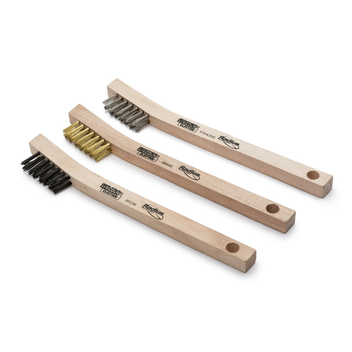 Lincoln Electric 3-Piece Mini Wire Brush Set (Brass, Stainless, Nylon)