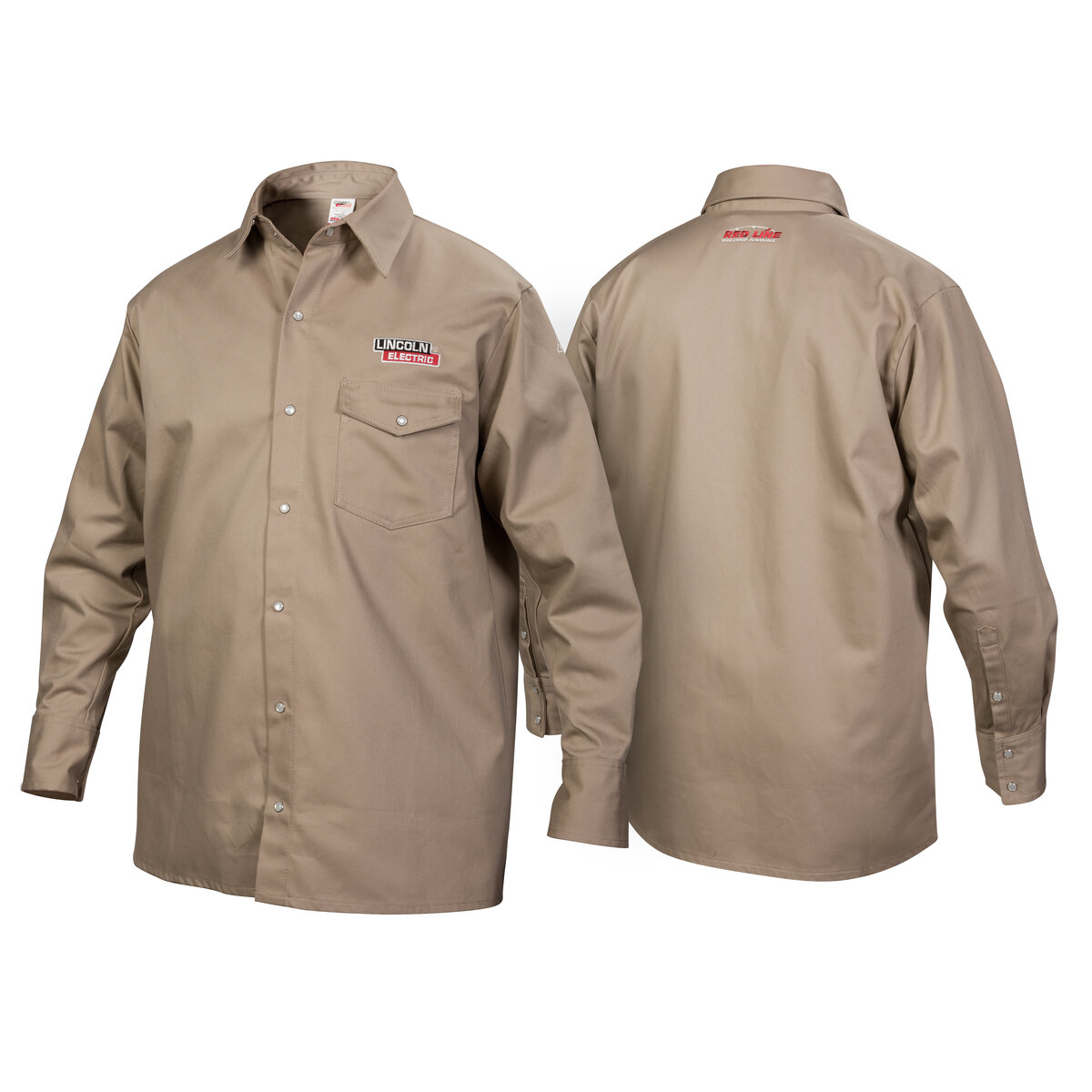 Lincoln Electric Khaki FR Cotton Welding Shirt, 2XL, ASTM D6413 Compliant